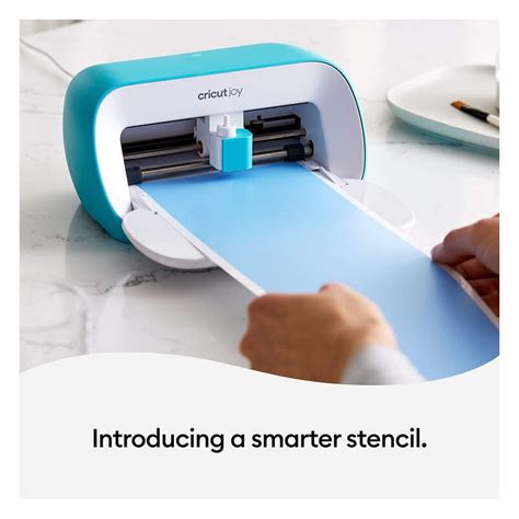 2008852 - Cricut Joy Smart Stencil 14 Cm X 300 Cm; 1 roll 5.5 in x 10 ft (13.9 cm x 1.2 m); Works without a cutting mat – just load & go!; Create clean lines on both curved & flat surfaces; Great for walls, glass, wood & canvas; Durable, yet removes without residue; Translucent blue for easy alignment; Works with sponge brushes, paint brushes, roller paint & spray paint; Use with Cricut Transfer Tape for precise transfer